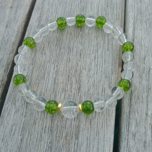 Bracelet en cristal de roche et péridot