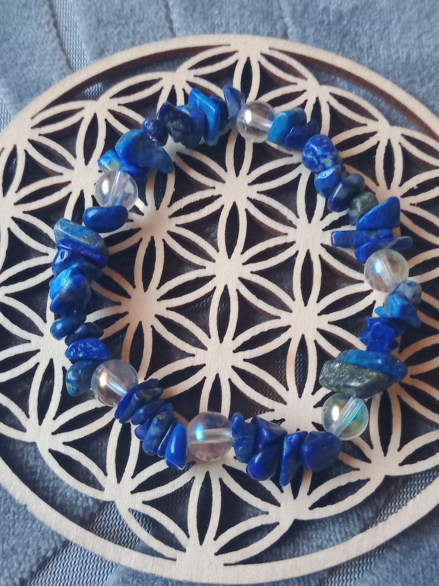 Bracelet en lapis Lazuli et Aqua aura