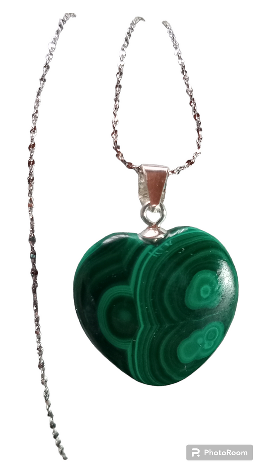 Pendentif coeur en Malachite