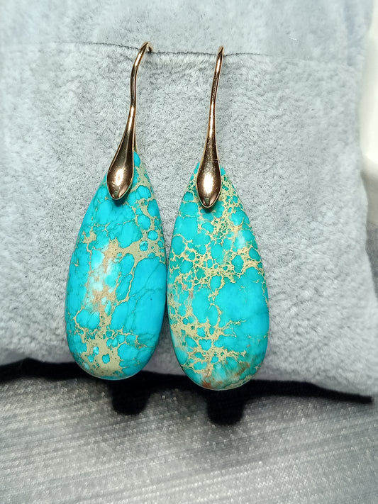 Boucles d'oreilles en jaspe bleu