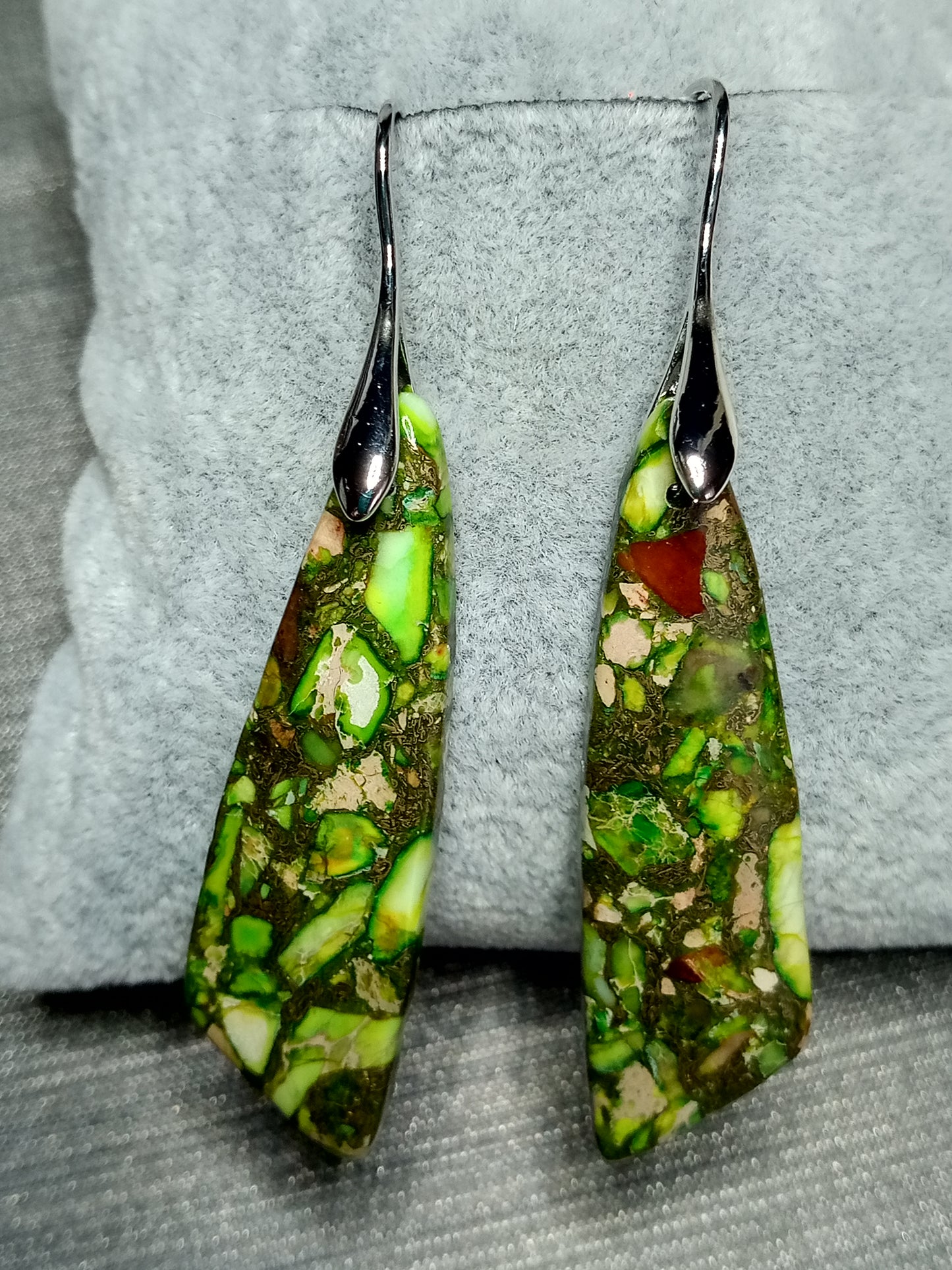 Boucles d'oreilles en jaspe impérial vert