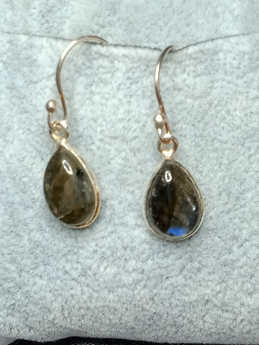 Boucles d'oreilles labradorite et argent