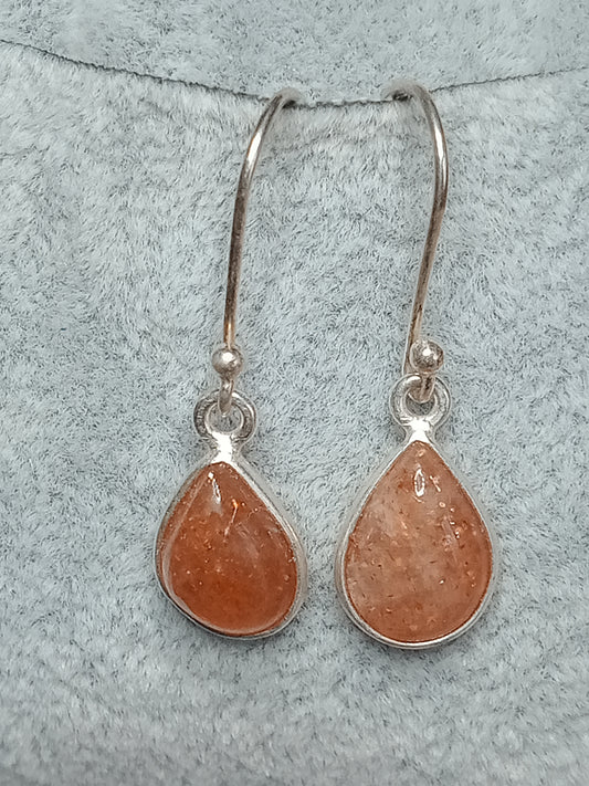 Boucles d'oreilles pierre de soleil et argent