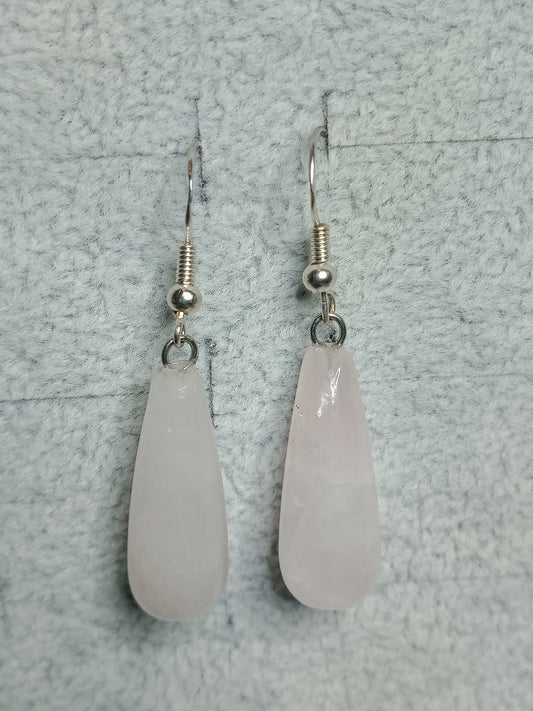 Boucles d'oreilles pendantes quartz rose