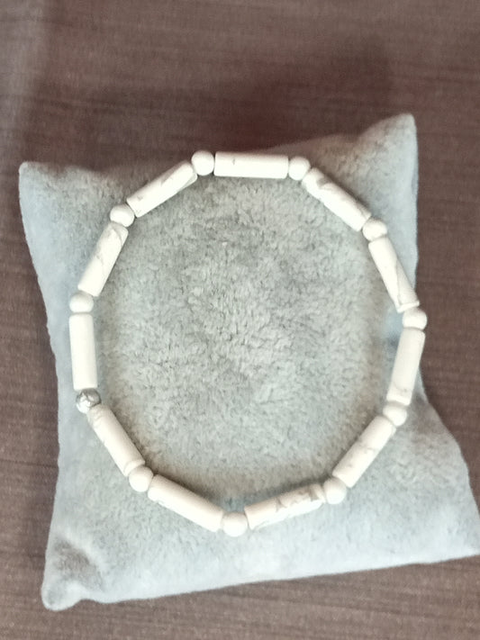 Bracelet tubes et perles en howlite