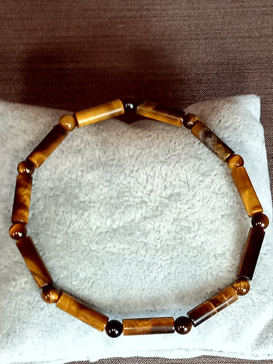 Bracelet tubes et perles oeil de tigre