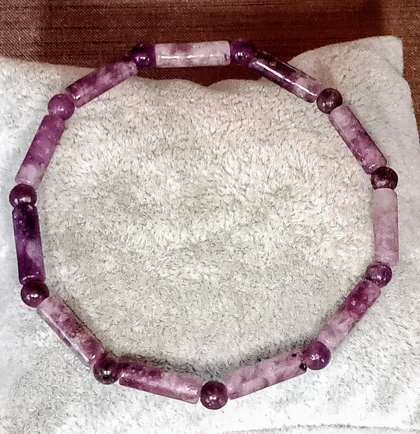 Bracelet tubes et perles en lépidolite