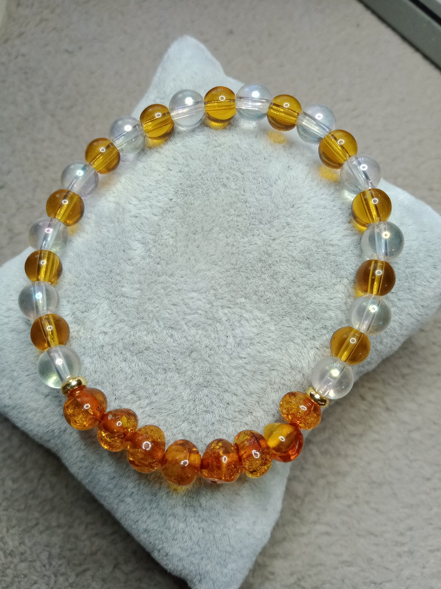 Bracelet ambre et Aqua aura