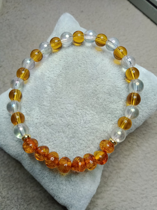 Bracelet ambre et Aqua aura