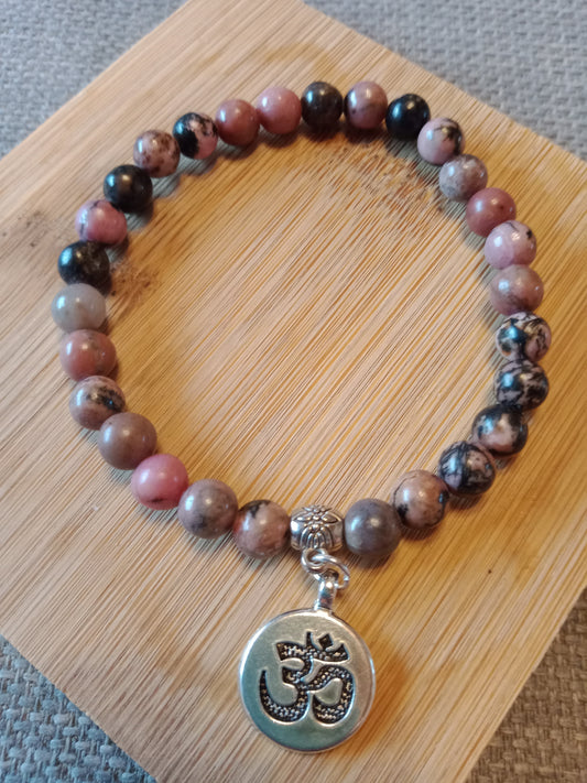 Bracelet en rhodonite Yoga Om