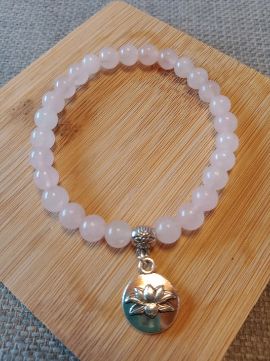 Bracelet quartz rose fleur de lotus