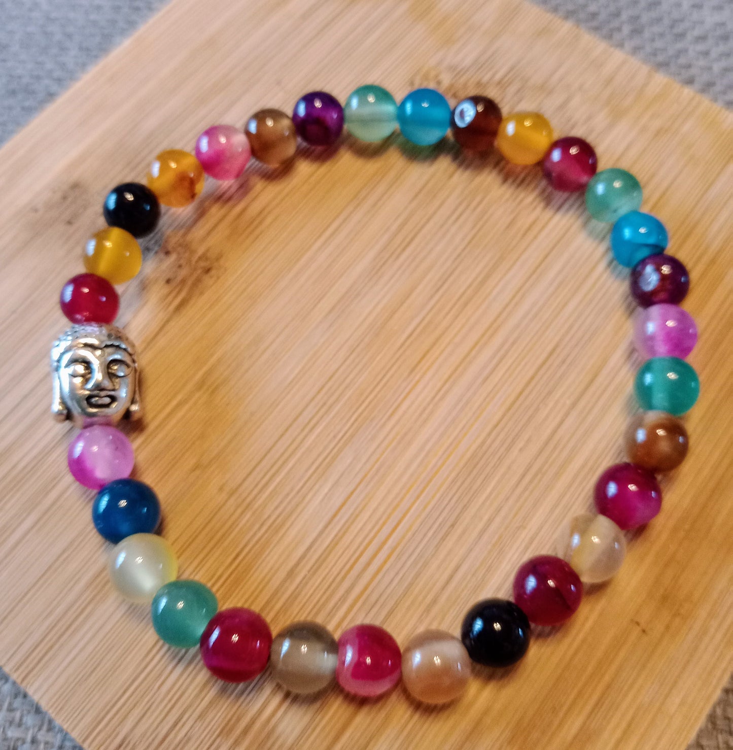 Bracelet agate multicolore "bouddha"