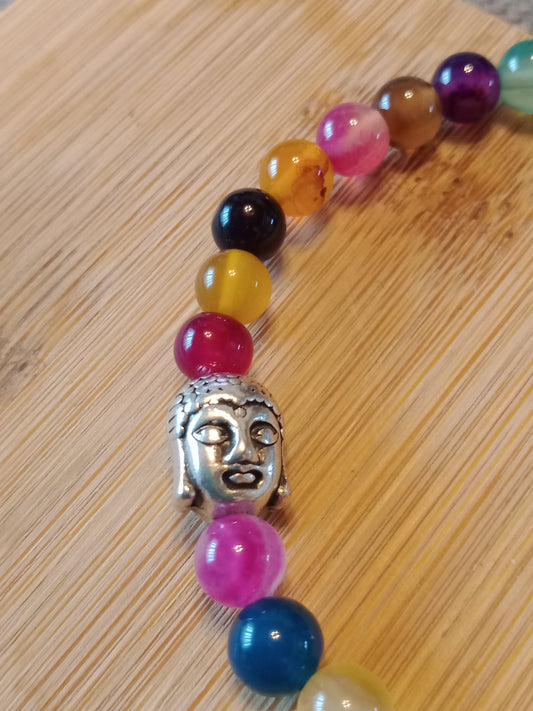 Bracelet agate multicolore "bouddha"