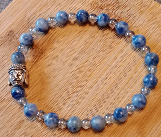 Bracelet sodalite et Aqua aura Bouddha