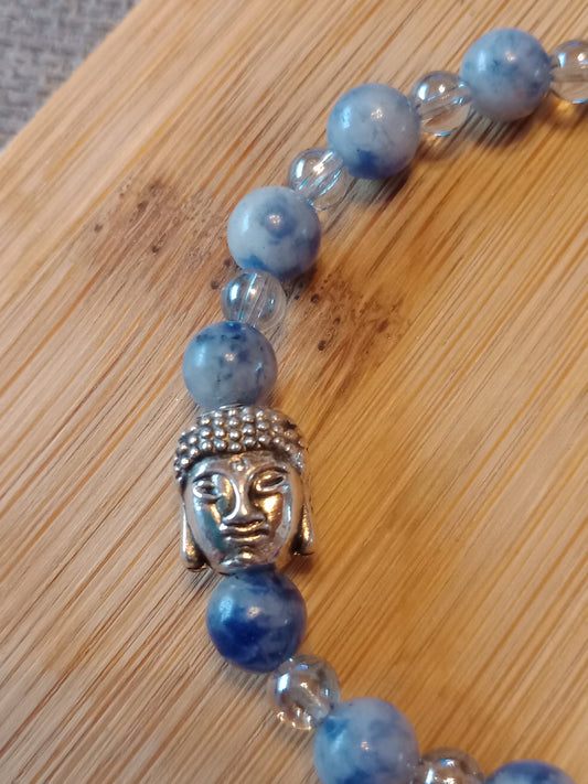 Bracelet sodalite et Aqua aura Bouddha