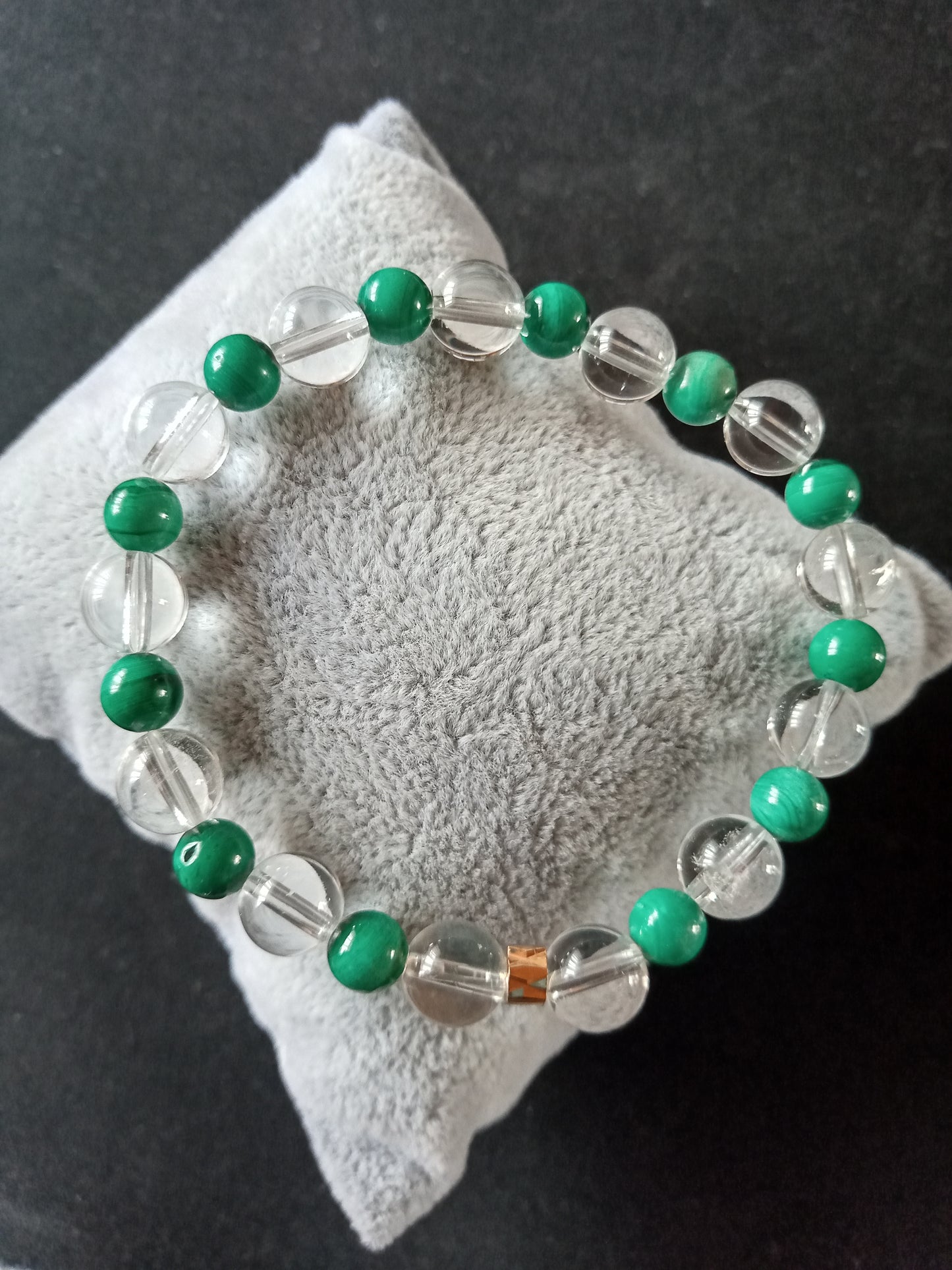 Bracelet en Malachite et cristal de roche