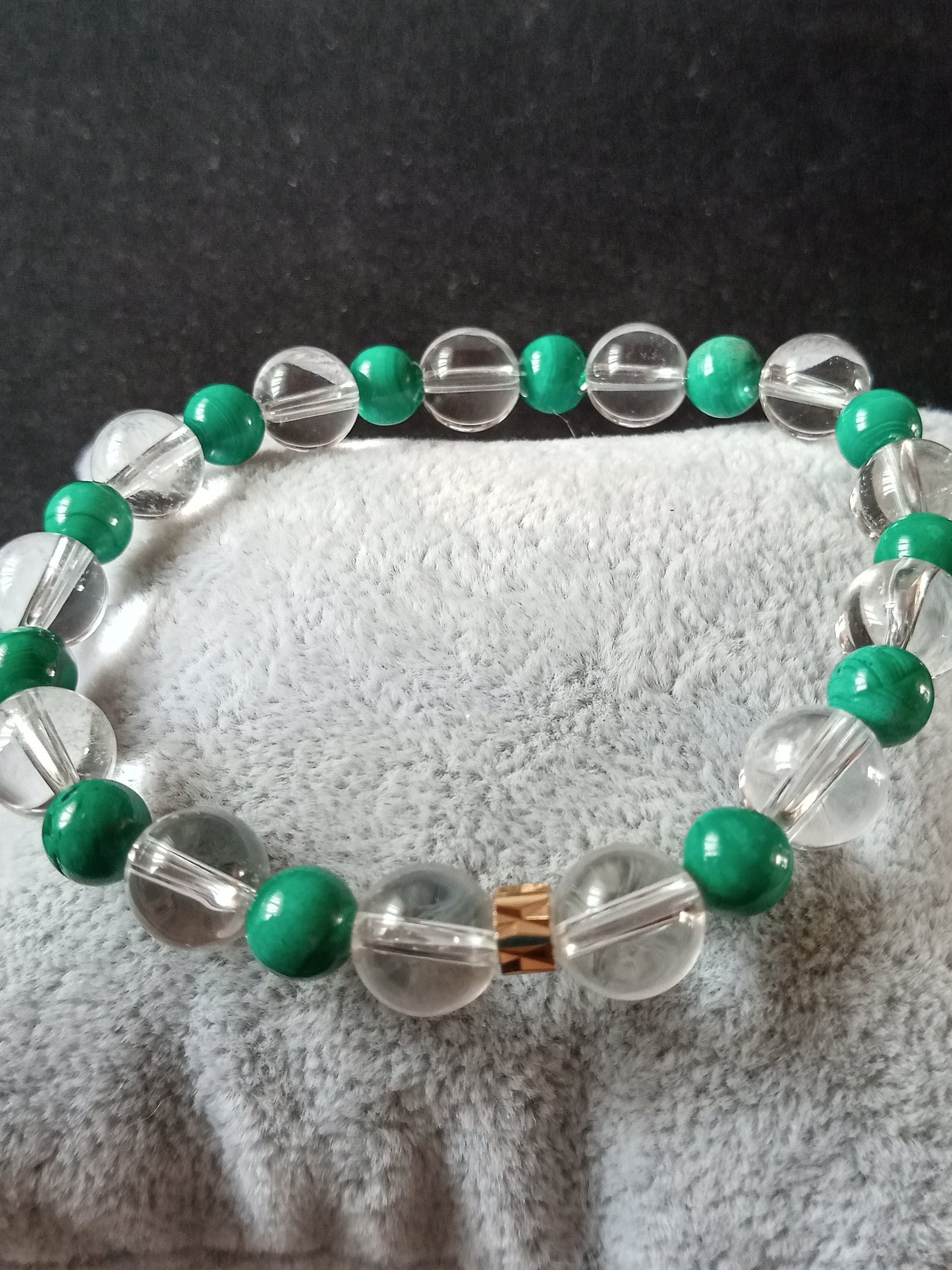 Bracelet en Malachite et cristal de roche