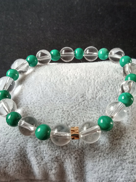 Bracelet en Malachite et cristal de roche