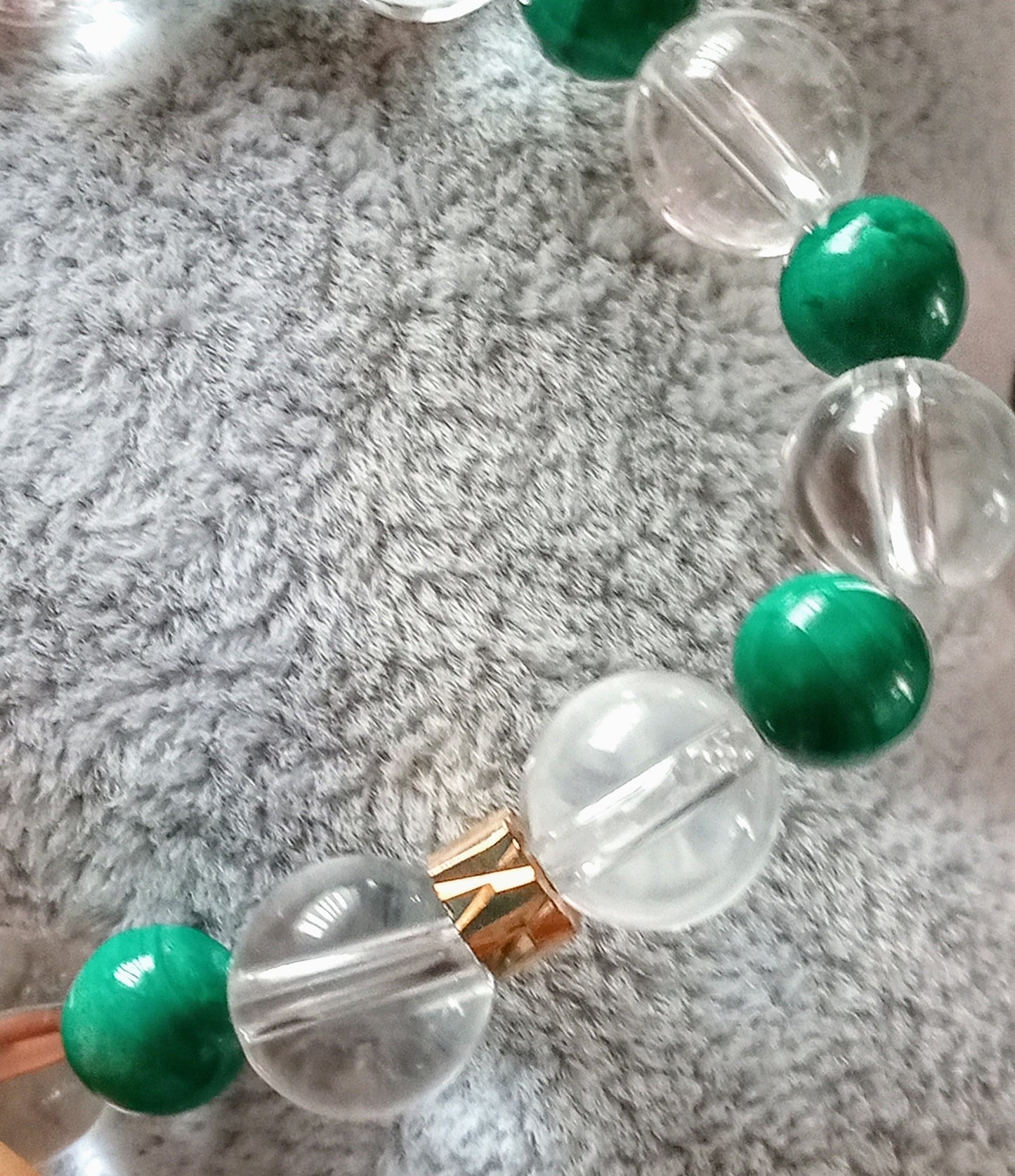 Bracelet en Malachite et cristal de roche