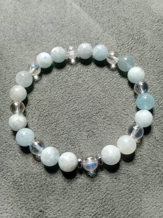 Bracelet en Aigue-Marine et Angel aura