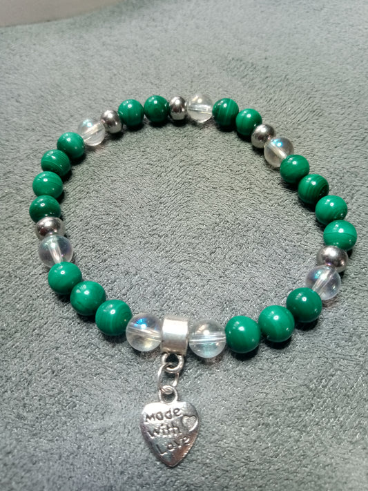 Bracelet en malachite et Angel aura