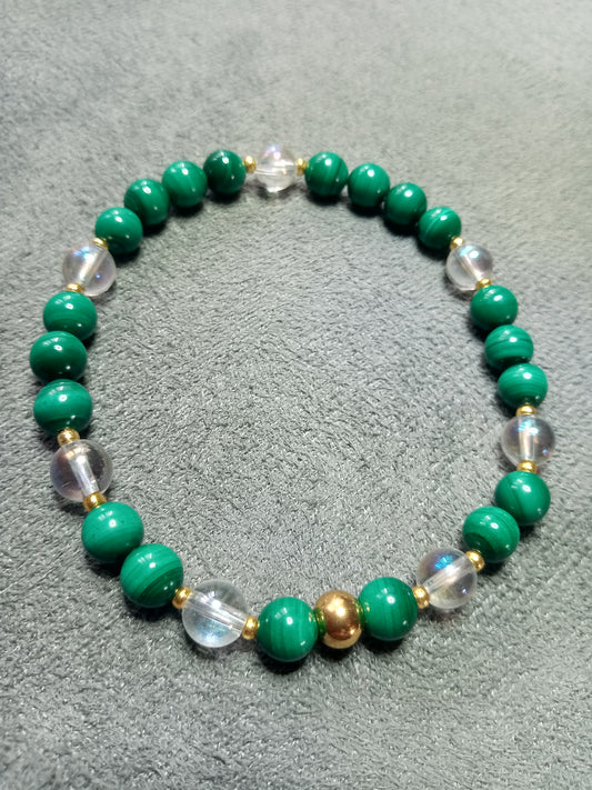 Bracelet en malachite et Angel aura