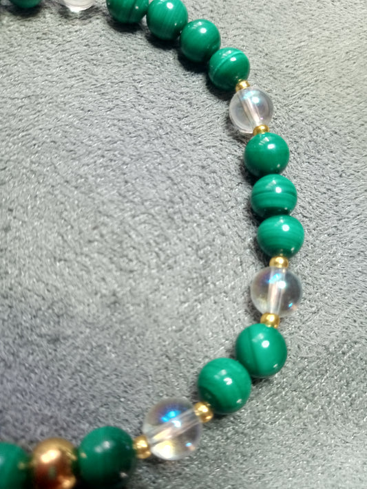 Bracelet en malachite et Angel aura