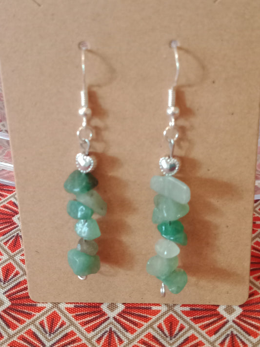 Boucles d'oreilles pendantes aventurine verte