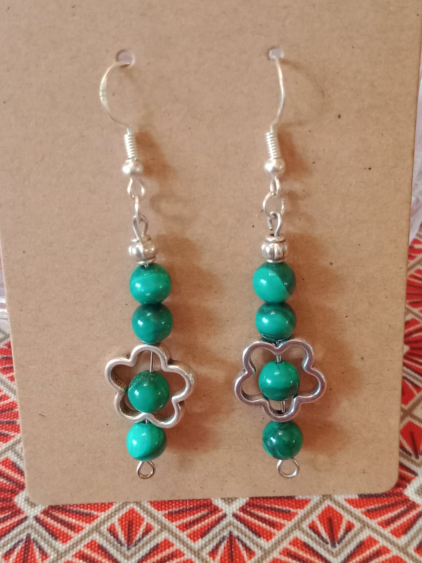 Boucles d'oreilles pendantes en malachite