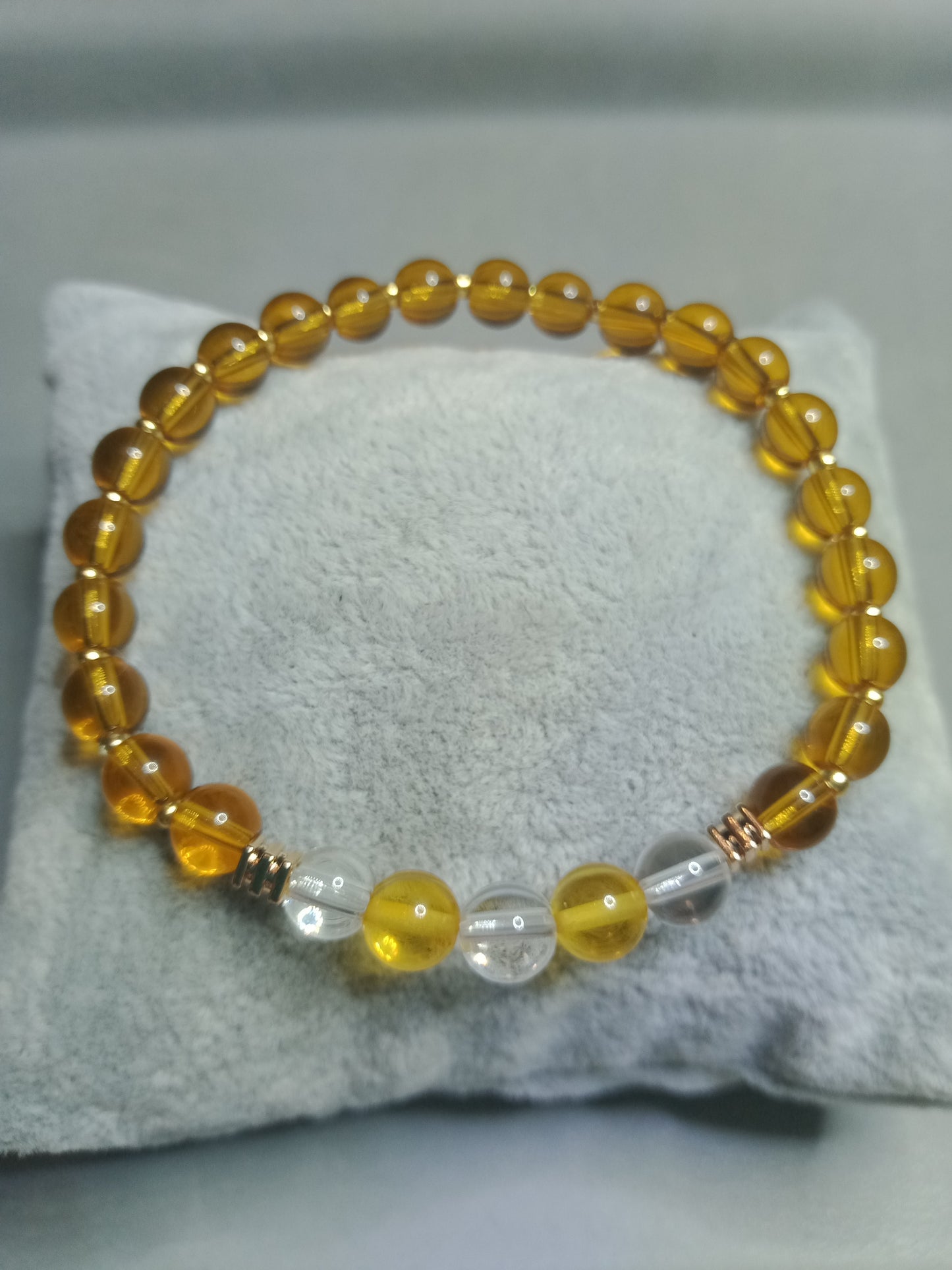 Bracelet en Ambre et cristal de roche