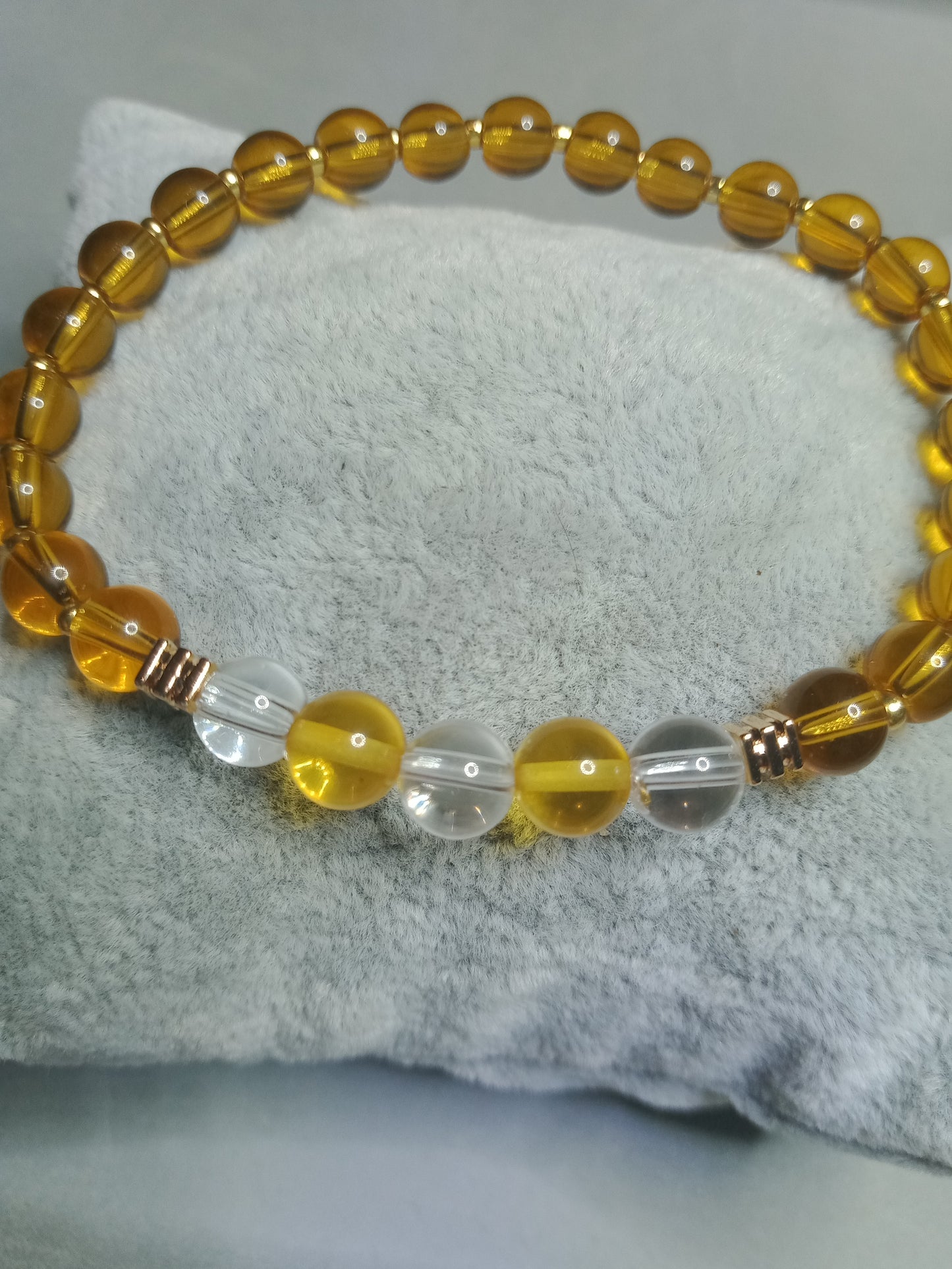 Bracelet en Ambre et cristal de roche