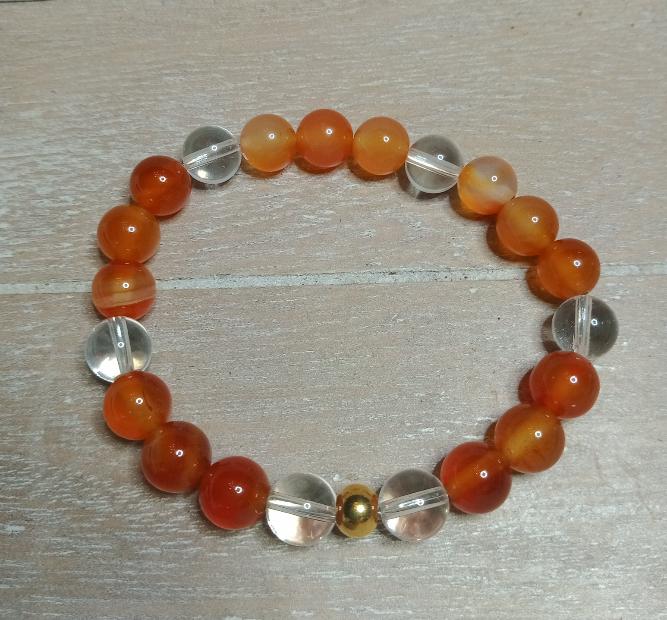 Bracelet en cornaline et cristal de roche