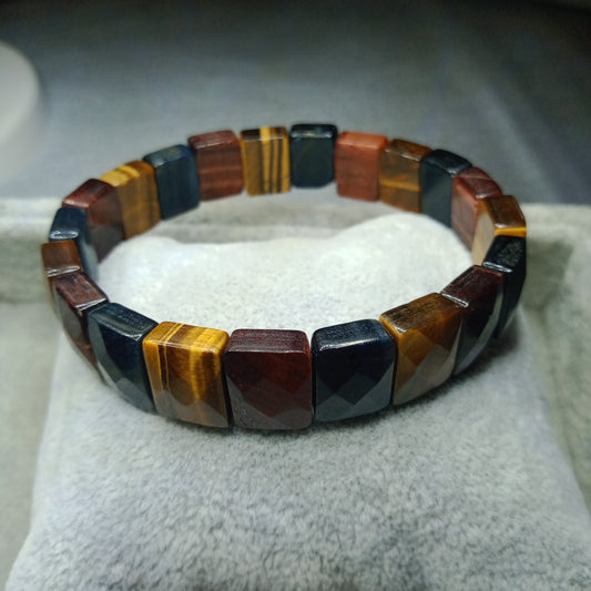 Bracelet triple protection ( oeil de tigre, oeil de taureau et oeil de faucon)