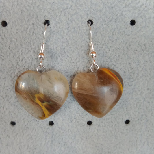 Boucles d'oreilles coeur en agate