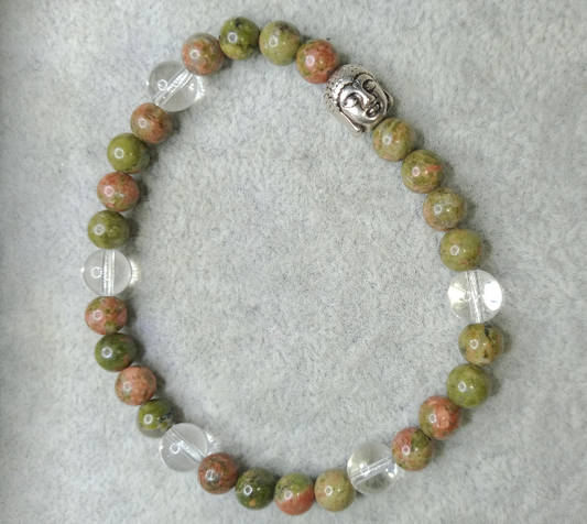 Bracelet en unakite et cristal de roche