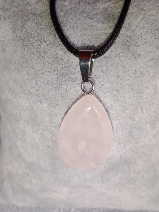 Pendentif goutte quartz rose