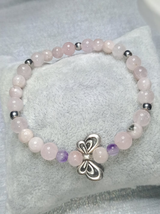 Bracelet kunzite et améthyste papillon