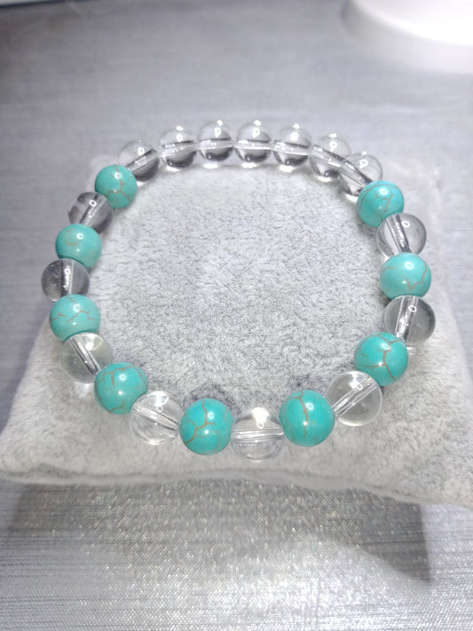 Bracelet en turquoise et cristal de roche