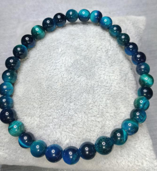 Bracelet en oeil de tigre bleu