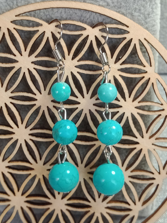 Boucles d'oreilles pendantes en turquoise