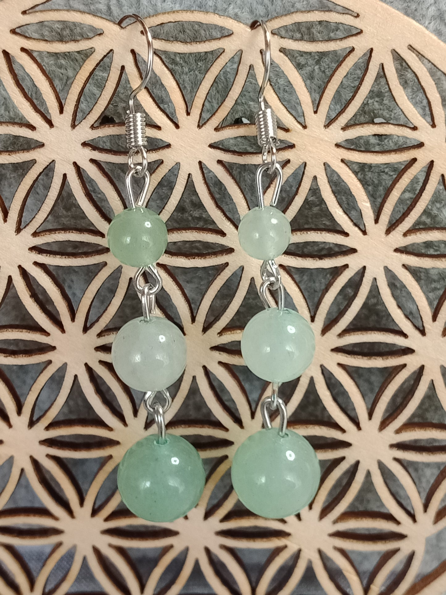 Boucles d'oreilles pendantes en aventurine verte